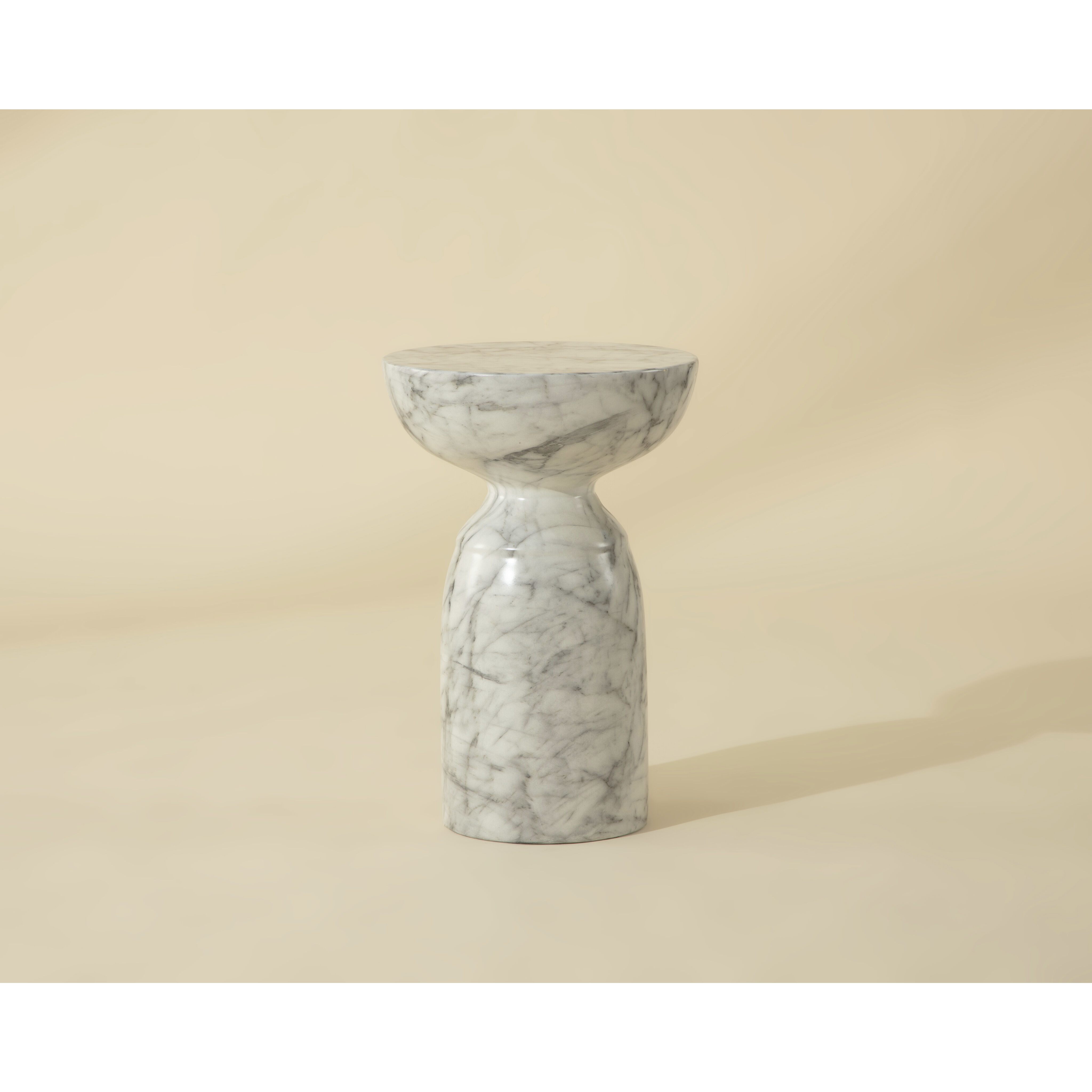 Goya 20 X 13.5 inch Marble Look / White Outdoor End Table